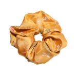 Amber Whisper Song Brocade Round Scrunchie Golden Satin, Jacquard