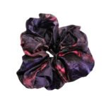 Amethyst Twilight Purple Satin Round Scrunchie Dark Brocade, Moody