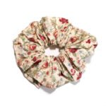 Alluring Antique Bloom White Cotton Round Scrunchie Floral