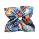 Aurora Art Satin Square Scrunchie Abstract Silk, Vibrant