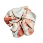 Azure Bloom Silk Round Scrunchie Cream Floral, Watercolor