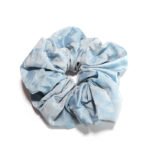 Azure Whisper Blue Satin Round Scrunchie Sky Blue Tonal Jacquard