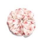 Blush Blossom Silk Square Scrunchie Floral, Double Side Embroid