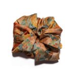 Bohemian Earth Golden Brown Satin Round Scrunchie Bohemian Abstract  Earthy Mosaic