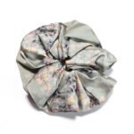 Celadon Song Silk Round Scrunchie Floral Leaf-print