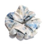 Cloudscape Blue Satin Round Scrunchie Blue Marble Tie-Dye