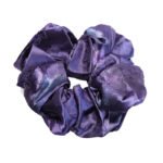 Cobalt Cascade Purple Satin Round Scrunchie Indigo Jacquard, Textured