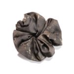 Golden Bamboo Black Satin Round Scrunchie Bamboo
