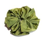 Green Velvet Green Satin Round Scrunchie Olive Green, Damask Jacquard
