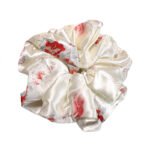 Ivory Rose White Satin Round Scrunchie Ivory Satin, Red Rose