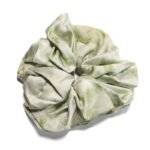 Jade Mist Green Satin Round Scrunchie Pale Jade, Marbled Texture
