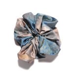 Lagoon Whisper Silk Round Scrunchie Blue Abstract