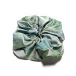 Lagoon Whisper Green Satin Round Scrunchie Teal Watercolor, Abstract Wash