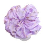 Lavender Glimmer Organza Round Scrunchie Lavender Organza, Gold-foil