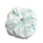 Mint Blossom Organza Round Scrunchie Mint Lace, Embroidered