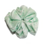 Mint Frost Green Satin Round Scrunchie Icy Mint, White Floral