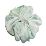 Mint Haze Green Satin Round Scrunchie Pastel Mint, Iridescent Abstract