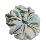 Mist Meadow Blue Satin Round Scrunchie Sage Watercolor Abstract