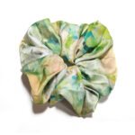 Pastel Paradise Green Satin Round Scrunchie Luminous Pastel, Watercolor