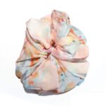 Peach Haze Satin Round Scrunchie Pastel Watercolor, Airy
