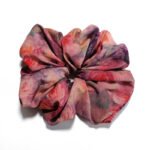 Silk Blossom Satin Round Scrunchie Painterly Floral, Matte