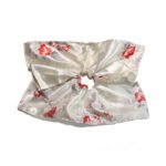 Silk Fire Satin Square Scrunchie White Satin, Red Floral