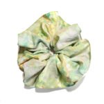 Spring Meadow Green Satin Round Scrunchie Fresh Greenery, Airy