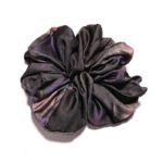 Twilight Damask Black Satin Round Scrunchie Jacquard Gothic