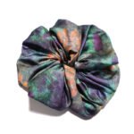 Twilight Marble Satin Round Scrunchie Dark Tie-dye, Earthy
