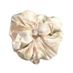 Vanilla Verse White Satin Round Scrunchie Watercolor Floral