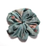 Vintage Bloom Satin Round Scrunchie Romantic Rose, Dusty Teal